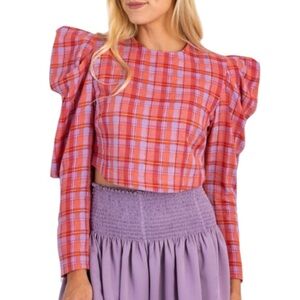Koch Chelsea Top in Fireside Check SZ S EUC